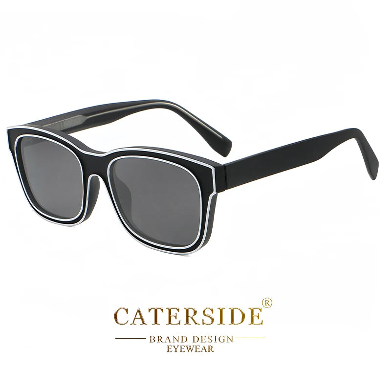CATERSIDE Retro Square Men's Sunglasses Punk Big Frame Brand Designer Sun Glasses Women's Travel Shopping Casual Eyewear UV400