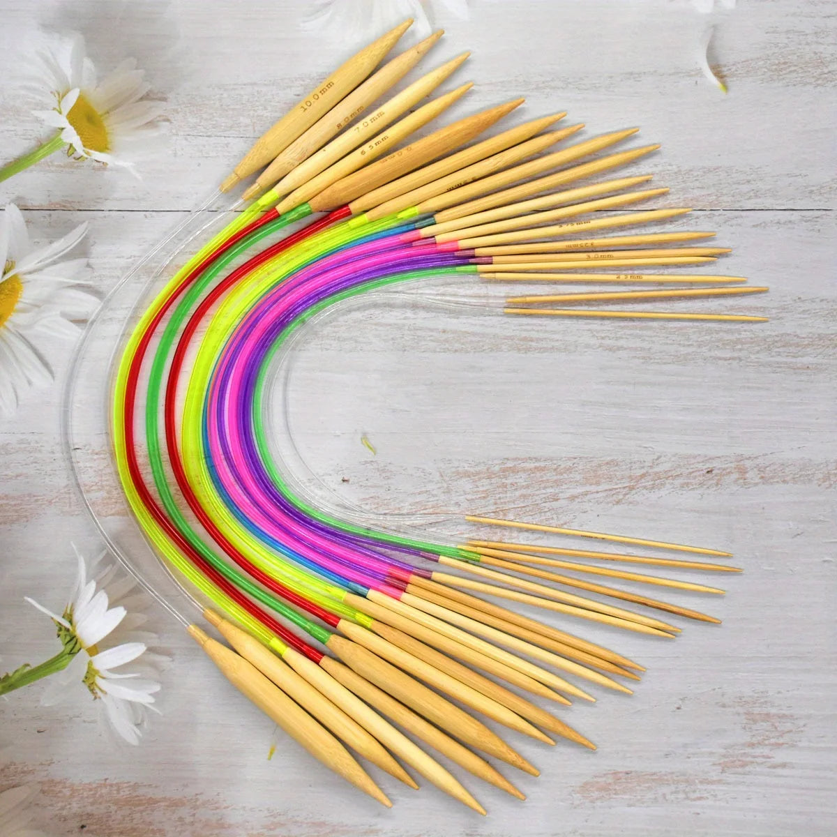 Multicolor Tube Circular Carbonized Bamboo Circular Knitting Needles 2mm-10mm Crochet Hooks Set Sewing Tools For Weave DIY Craft