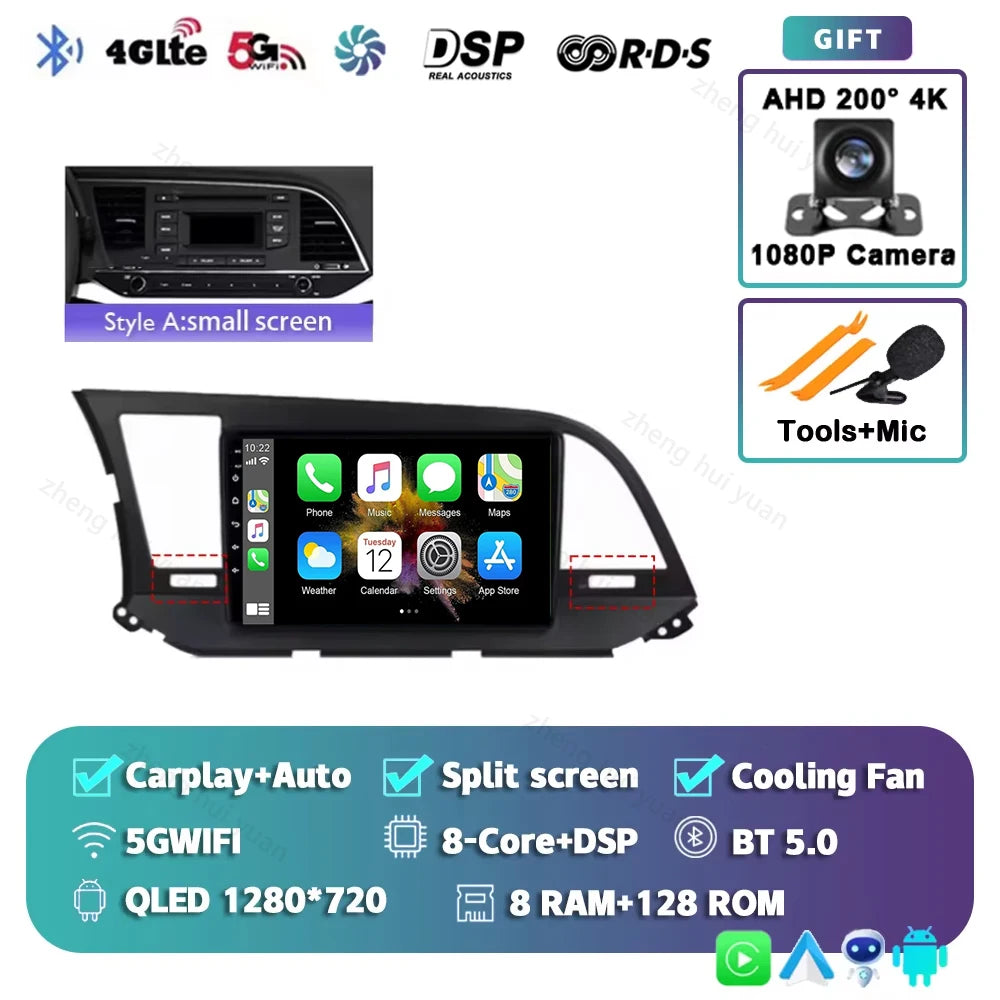 Android 16 Car Radio For Hyundai Elantra 6 2015 2016 2017 2018 Qualcomm Multimidia Video Player GPS Navigaion Split Screen DPS
