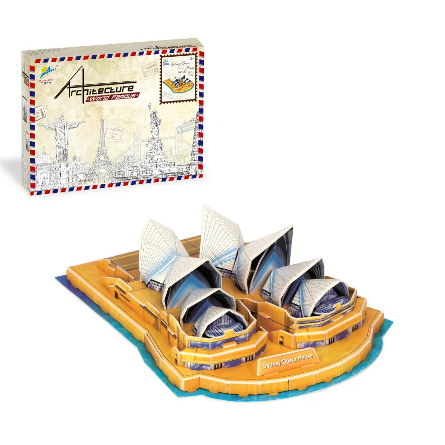 DIY Paper 3D Puzzle Model World Attractions Construction Children's DIY Intellectual Development Educational Toys for Kids