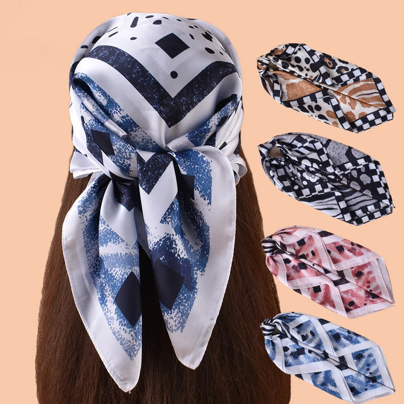 1PC Women's Spot Print Thin Satin Silk-Like Square Scarf Bohemian Casual Neck Wrap Lightweight Comfortable Spring Summer Daily