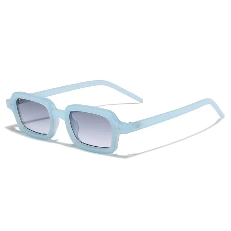 JNPCXI New Retro Small Rectangle Jelly Color Sunglasses Women Shades UV400 Fashion Rivets Men Punk Gradient Sun Glasses