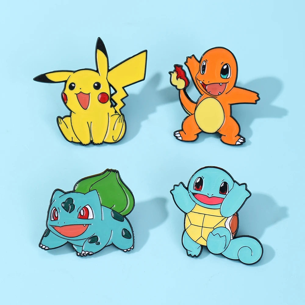 4pcs Anime Game Pikachu Enamel Pins Set Cute Pokemon Lapel Badge for Backpack Clothing Cosplay Cartoon Brooch Accessory