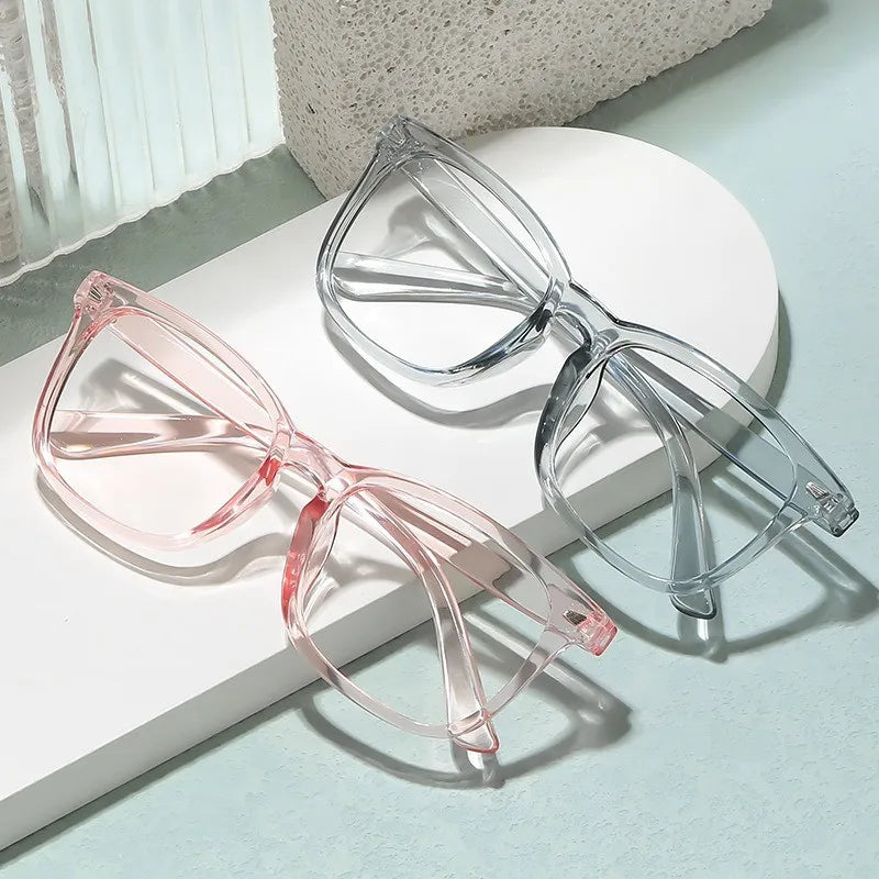 3 Pairs of Pink Transparent Color Fashionable and Simple Glasses Anti Slip Leg Design Unisex Anti Blue Light Glasses