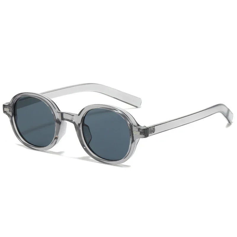 JNPCXI New Round Sunglasses Women Fashion Clear Ocean Blue Pink Gradient Lens Shades UV400 Men Retro Punk Rivets Sun Glasses