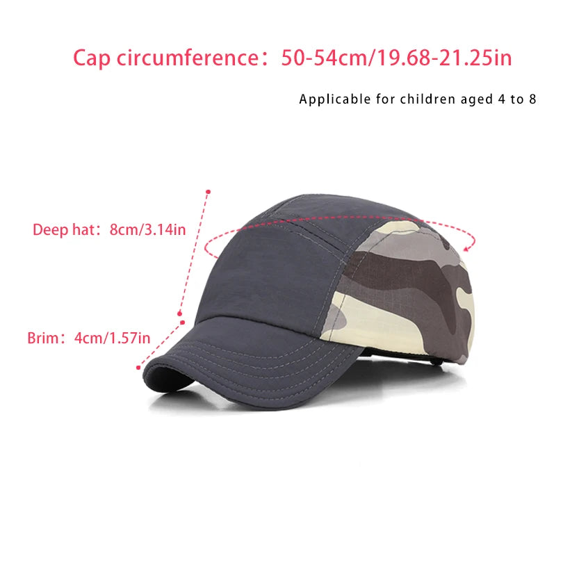 2266-New children's quick-drying hat - summer outdoor camouflage sports baseball cap for both boys and girls