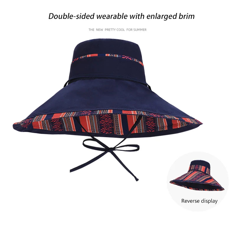 6180-New summer women's wide-brimmed sun hat. Children'sversion.Double-sidedwearable. Fishermanhat.Fashionableandversatilesunhat