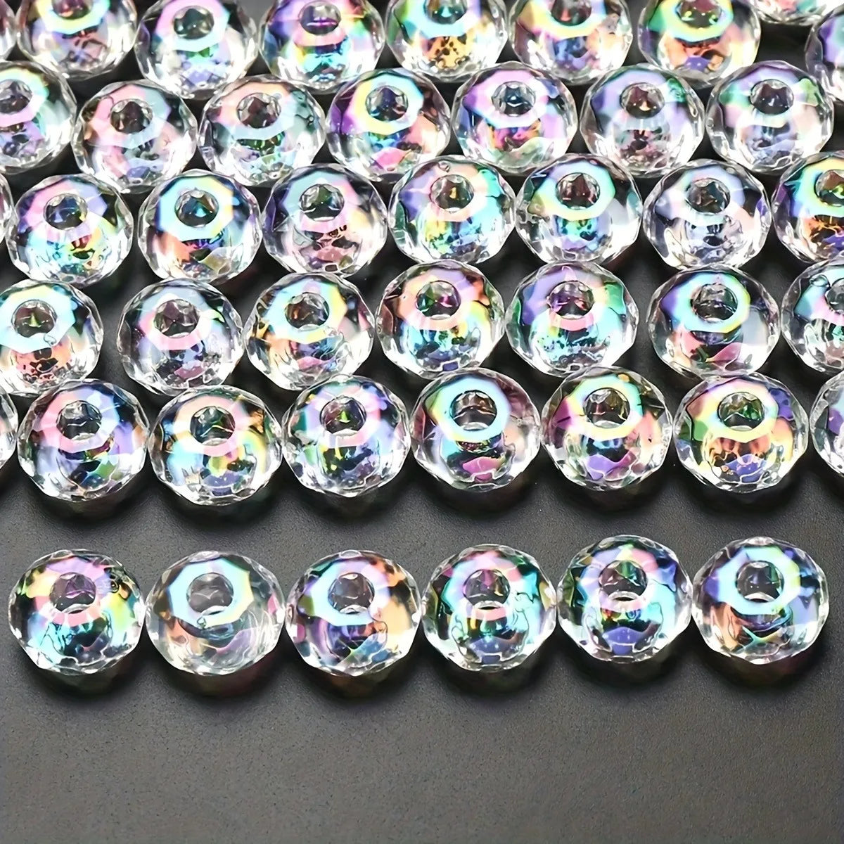 20pcs 15mm Faced Big Hole Wheel Transparent Beads for Jewelry Making DIY Necklace Bracelet Beaded Pen Accessories