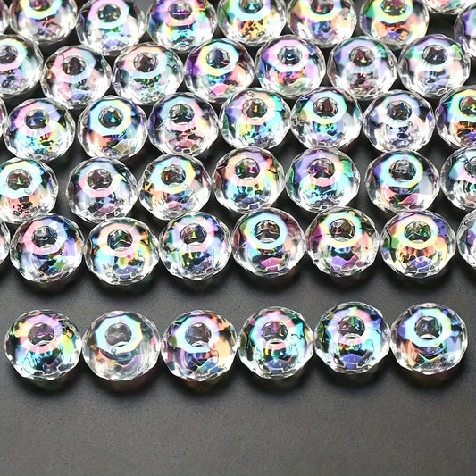 20pcs 15mm Faced Big Hole Wheel Transparent Beads for Jewelry Making DIY Necklace Bracelet Beaded Pen Accessories