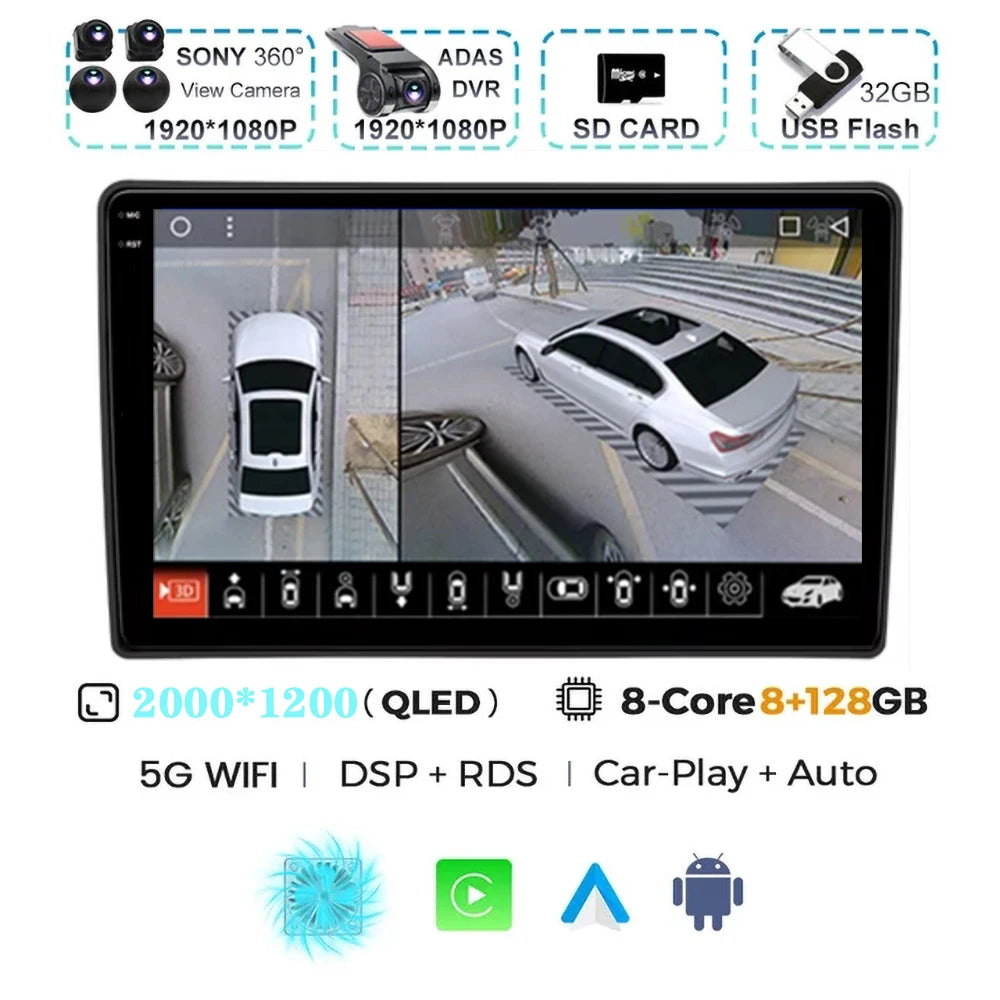 For Citroen C5 2008 2009 2010 2011-2017 Android 15 Carplay Auto Car Radio Multimedia Video Player Navigation GPS No 2Din 2 Din