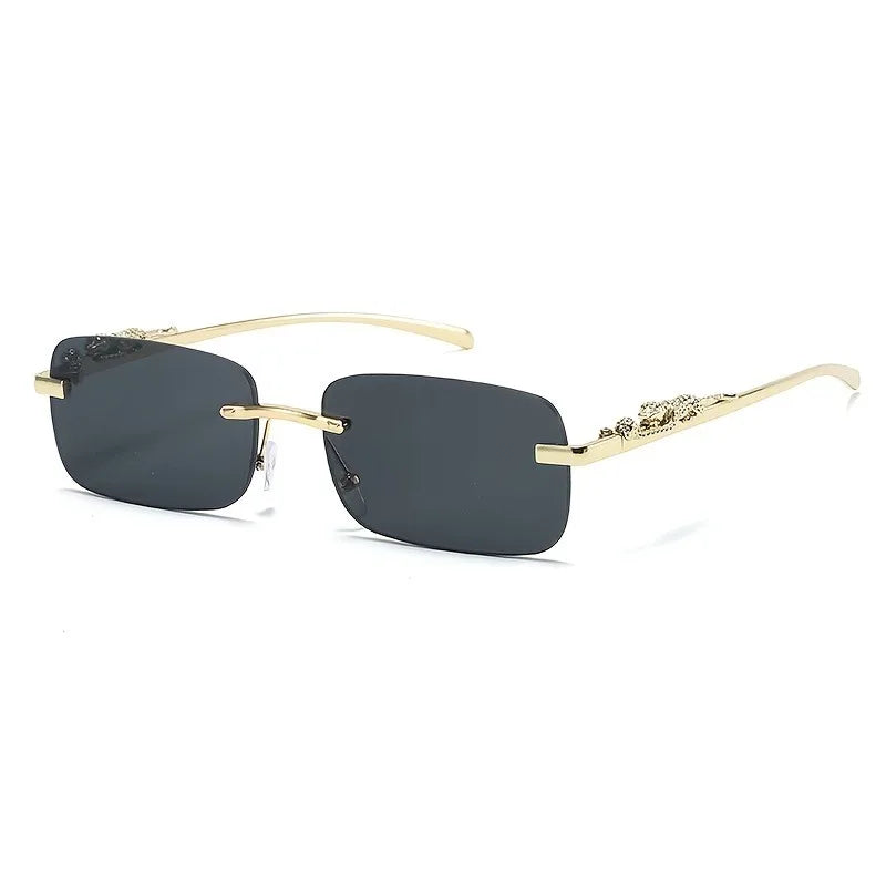 Stylish Square Frameless Metal Glasses, Fashionable Summer Decorative Eyewear for Men and Women