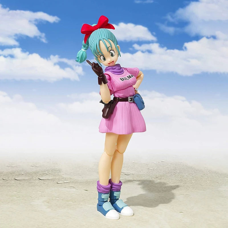 13cm SHF Dragon Ball Pink Bulma  Action Figure PVC Battle Detector Collection
