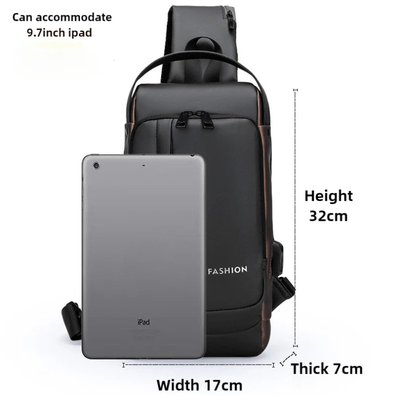 Password Lock Anti-theft USB Men's Bag Men's Chest Bag Casual Sports Travel Backpack Shoulder Crossbody Bag Men Motorcycle Bags