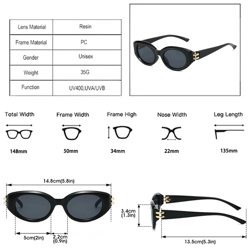 JNPCXI New Fashion Cat Eye Women Sunglasses Shades UV400 Retro Small Oval Black Men Outdoor Sun Glasses