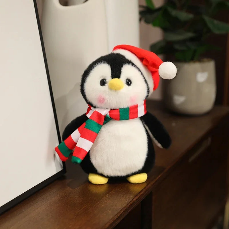 Lovely Cartoon Christmas Scarf Bear Penguin Soft Stuffed Elk Teddy Bear Doll Plush Toy Decoration Girl Boy Kids Christmas Gift