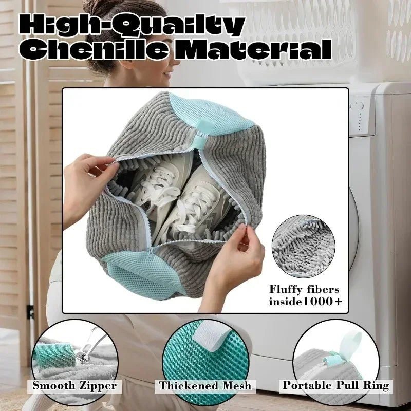 Washable Shoe & Drying Bag with Soft Fiber - Durable Polyester Laundry Protector