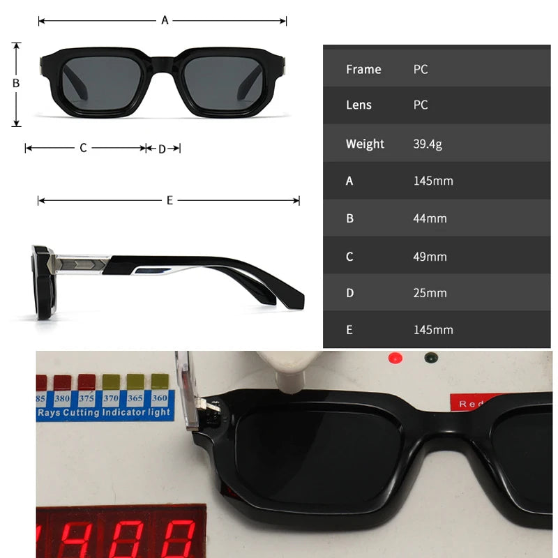 JNPCXI Fashion Rivets Decoration Sunglasses For Women Men Brand New Square Gradient Shades UV400 Eyewear Sun Glasses