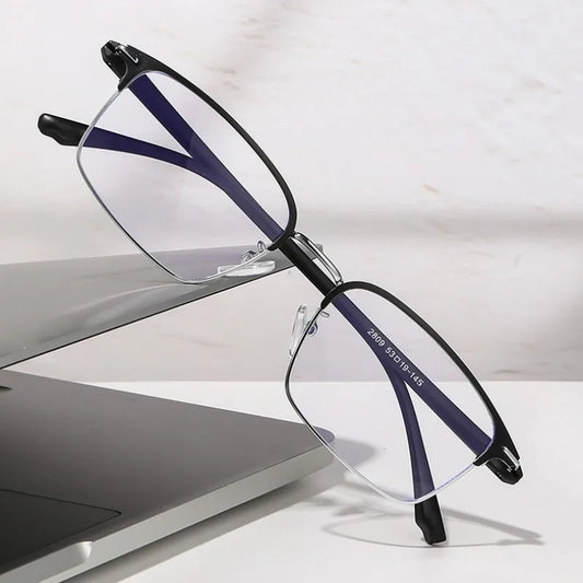 Blue Light Filter Eyeglasses Men's Retro Business Eyeglass Lightweight Glasses Clear Vision