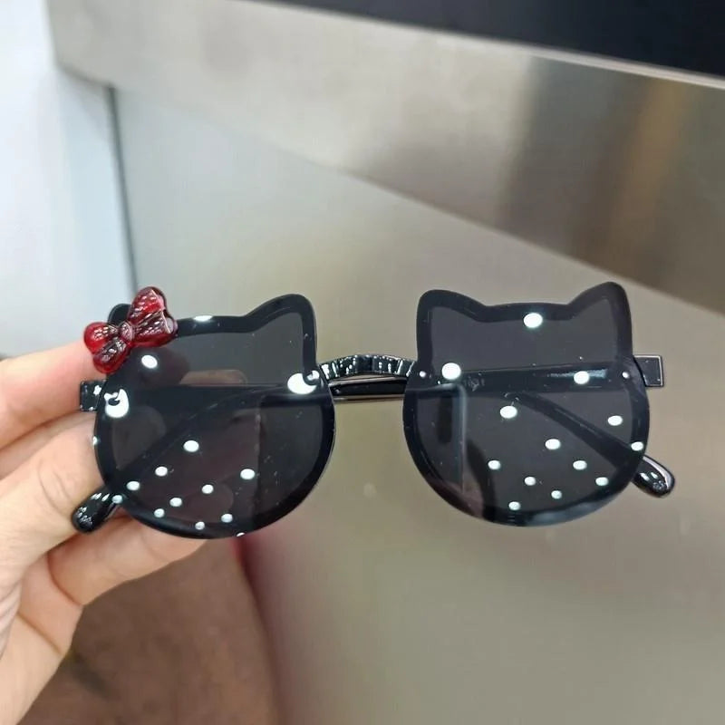New Korean Style Cat Shape Children's Cute Cartoon Sunglasses Kids Anti UV Eyewear Round Colourful Sunglass