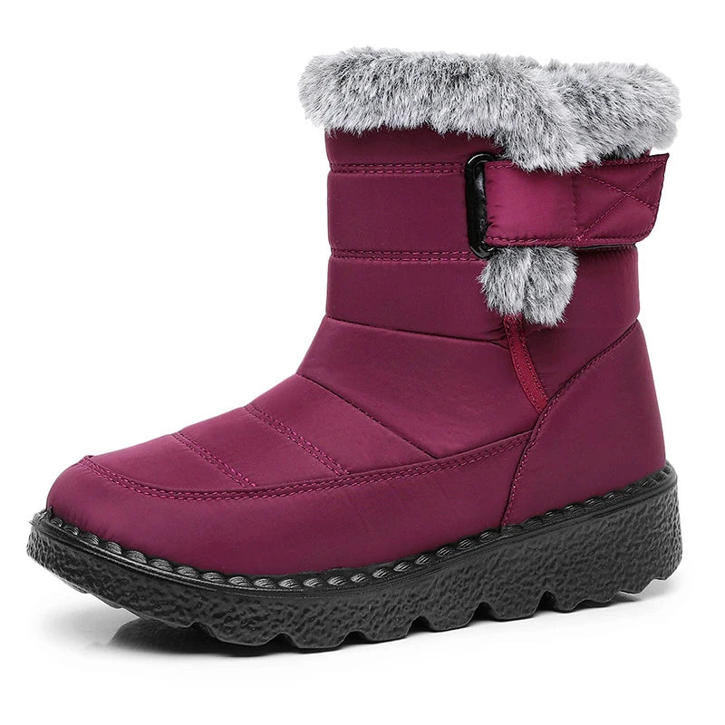 2026 Anti Slip Waterproof Snow Boots Women Faux Fur Platform Winter Ankle Boots Woman Plus Size 43 Thick Plush Cotton Booties