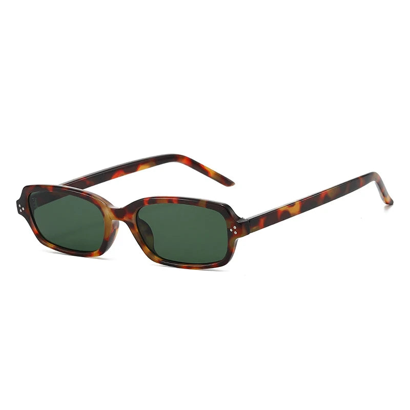 JNPCXI New Ins Popular Small Rectangle Sunglasses Fashion Candy Color Women UV400 Retro Rivets Men Clear Lens Frame