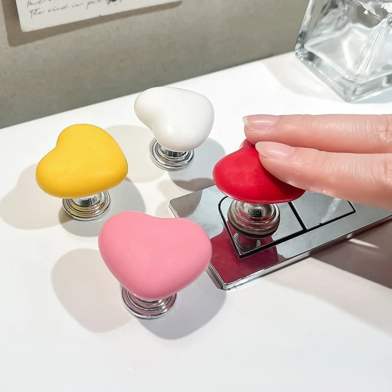 2pcs Handle Toilet Press Button, Heart Shaped Press Tank Push Switch, Toilet Lid Lifter, Practical Bathroom Accessory