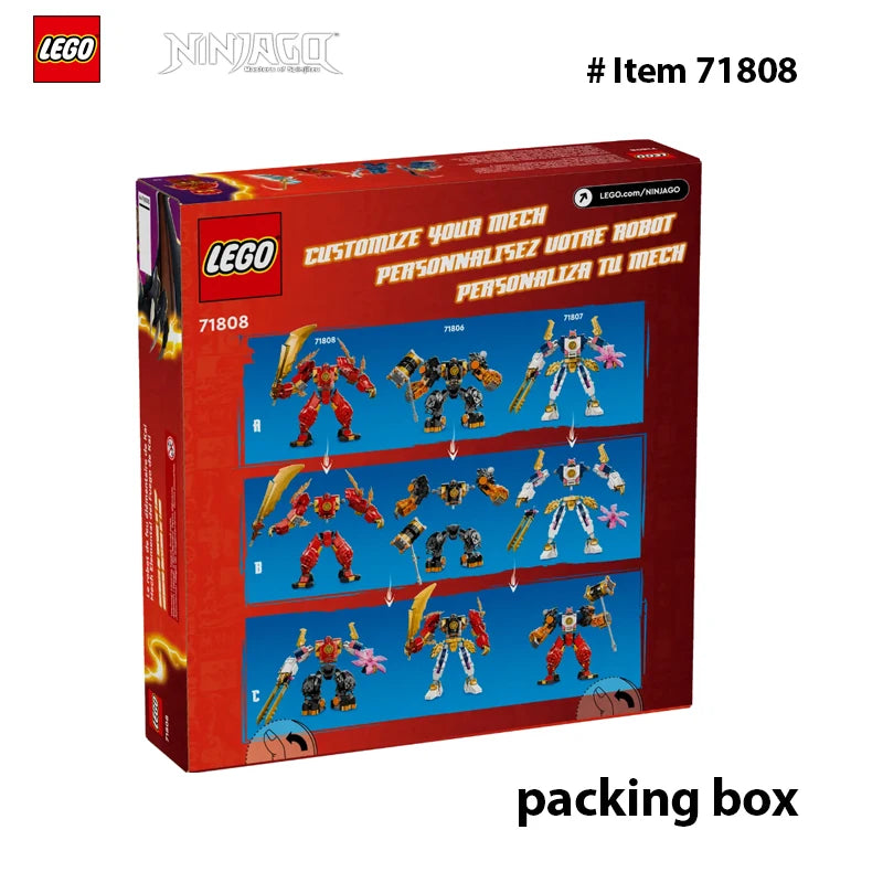 LEGO 71808 Kai’s Elemental Fire Mech, Mini Ninja Toy for Kids Red Ninja Figures