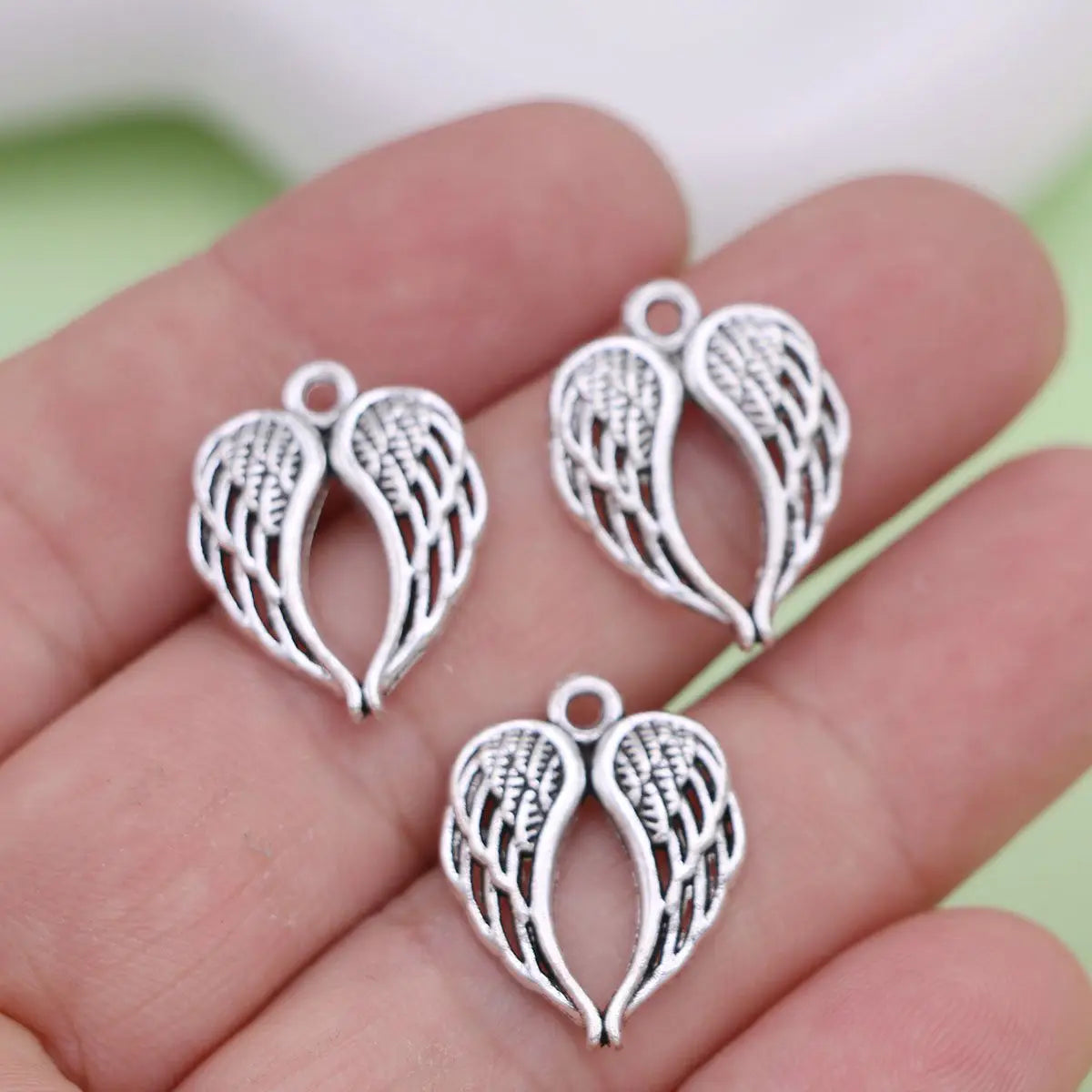 10pcs Silver Color Heart Wing Charms Pendants for Jewelry Making Drop Earrings Necklaces Bracelets DIY Crafts Accessories