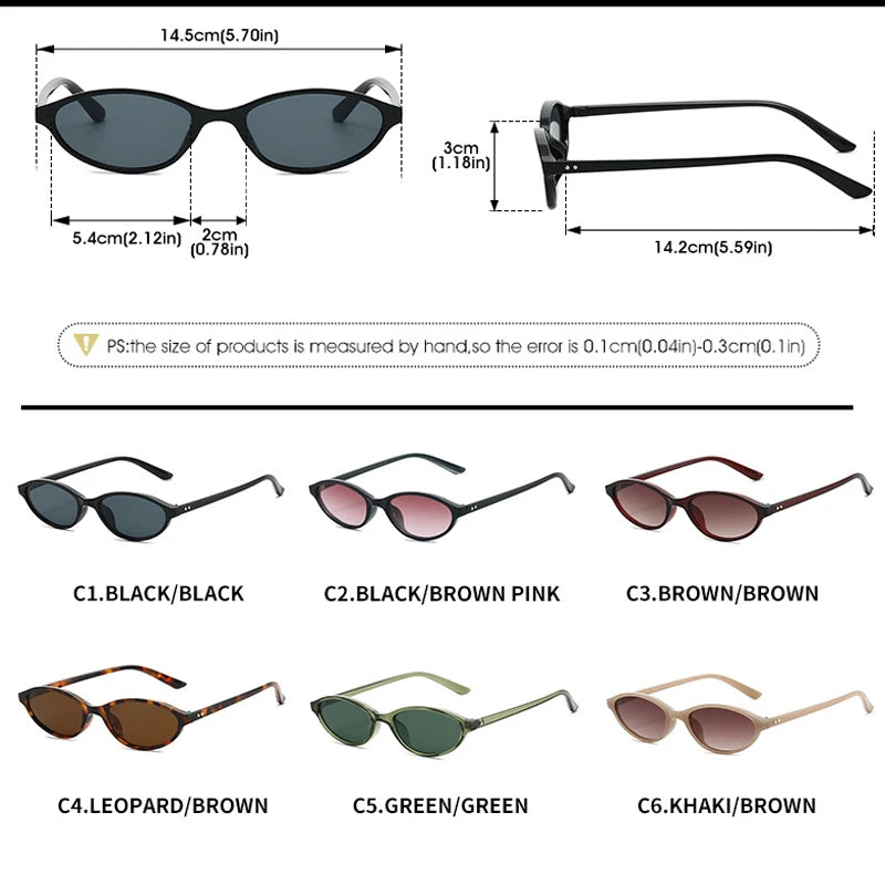 JNPCXI New Fashion Small Oval Sunglasses Women Gradient Shades UV400 Retro Rivets Trending Men Punk Sun Glasses