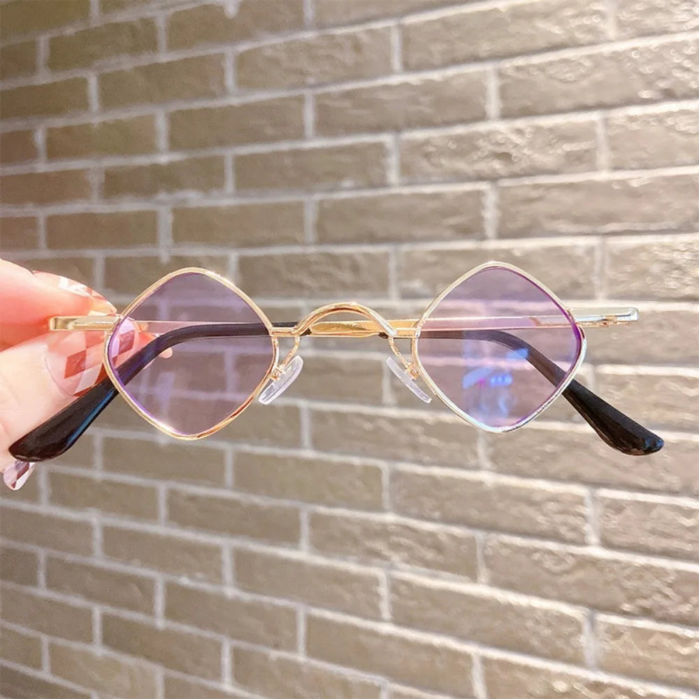 2pcs Children's Sunglasses Boys and Girls Retro Metal Square Frame Prince Glasses Baby Fashion All-Match Catwalk Show Sunglasses