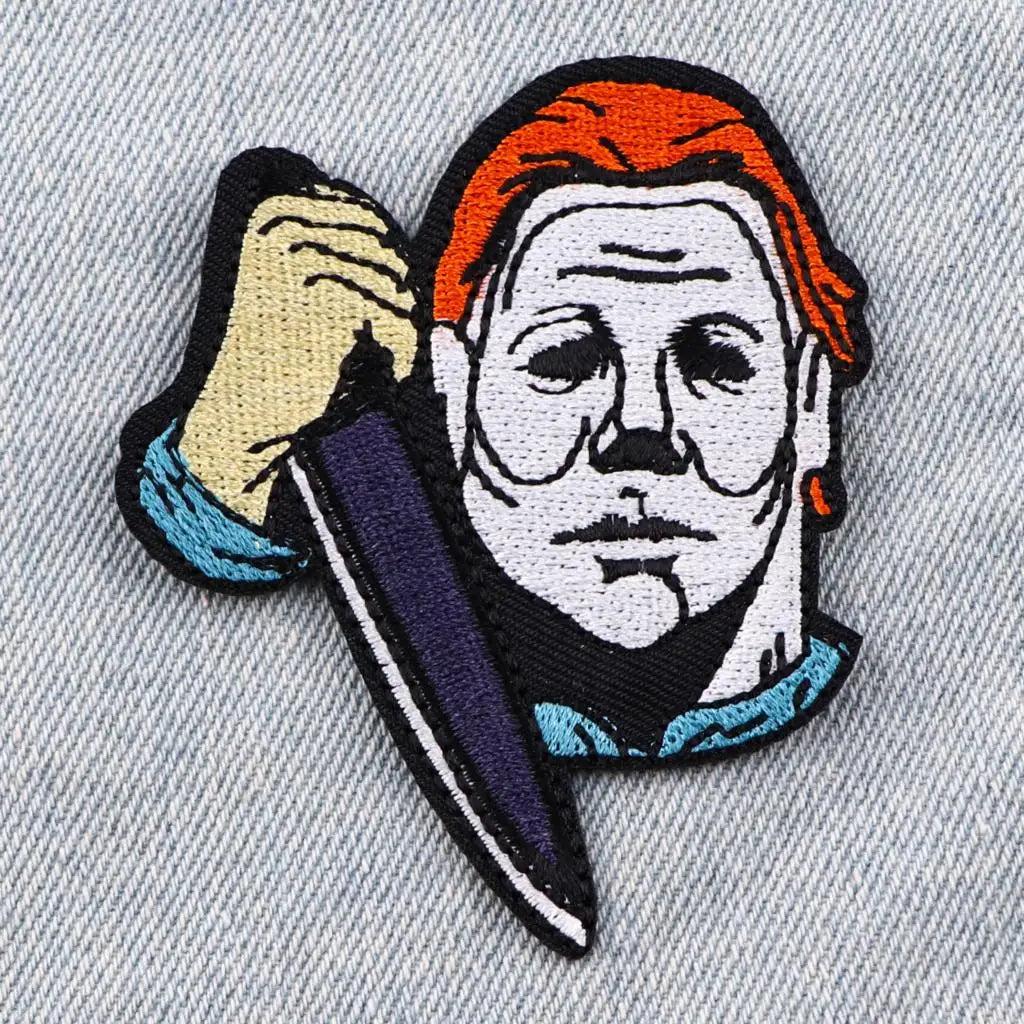 Halloween Patch Horror Movie Embroidered Patches For Clothing Punk Stripes Iron On Patches On Clothes DIY Badges On Backpack