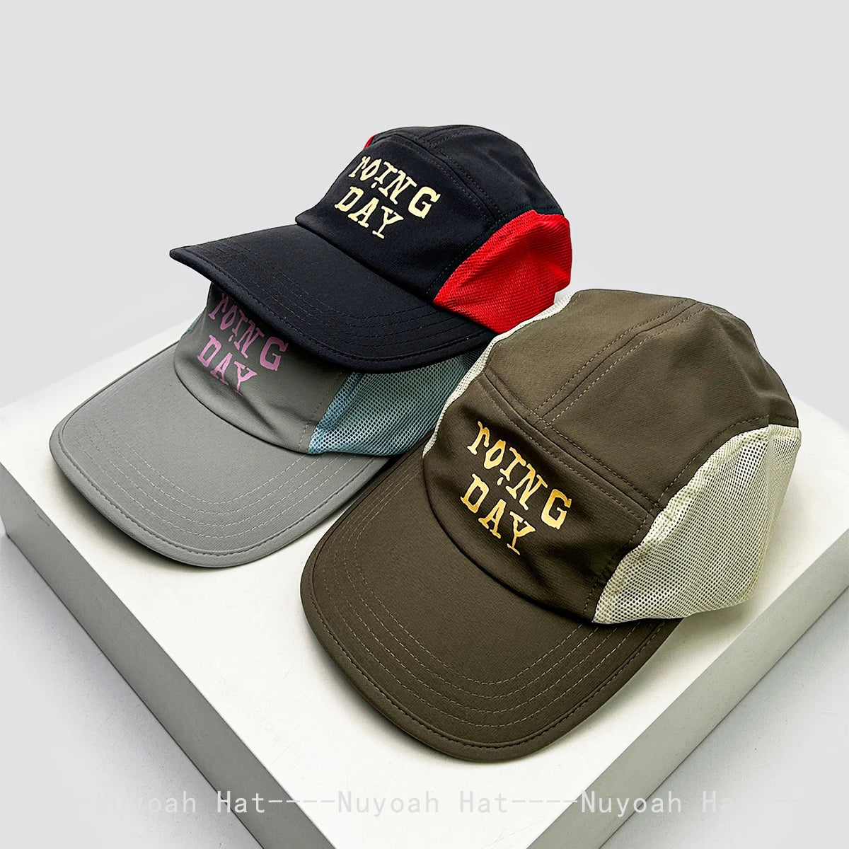 New Men Women Mesh Quick-dry Printed Letters Baseball Hats Sunshade Color Block Breathable Peaked Caps Versatile Fashion Travel