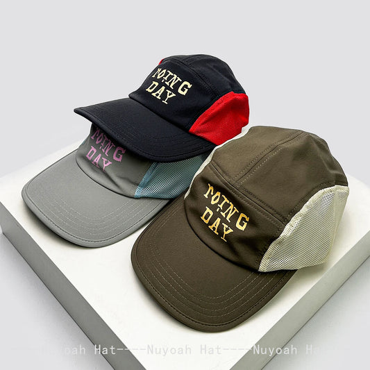 New Men Women Mesh Quick-dry Printed Letters Baseball Hats Sunshade Color Block Breathable Peaked Caps Versatile Fashion Travel