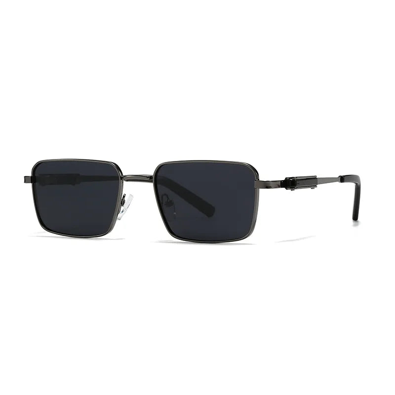 JNPCXI Polarized Rectangle Punk Sunglasses Men Luxury Brand Retro Sun Glasses for Male Steampunk Driving Eyewear UV400