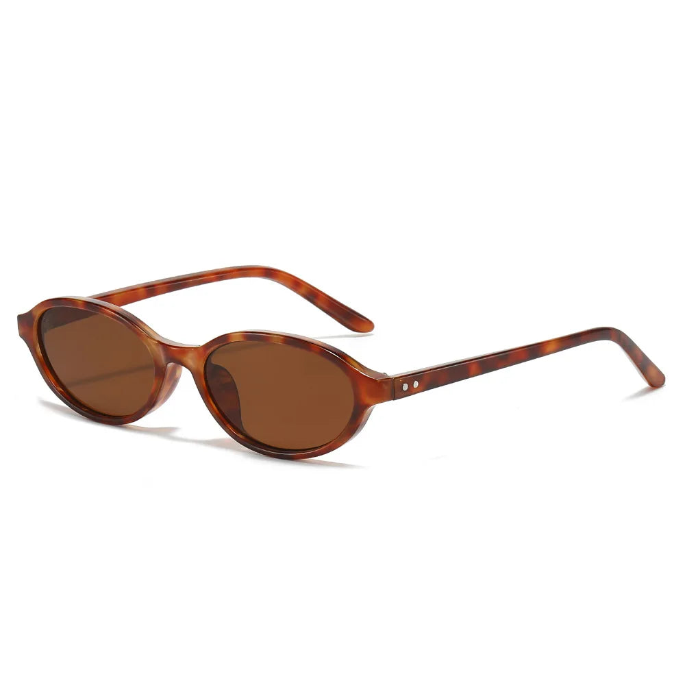 JNPCXI New Small Sunglasses Women Fashion Tea Shades UV400 Retro Rivets Men Punk Sun Glasses