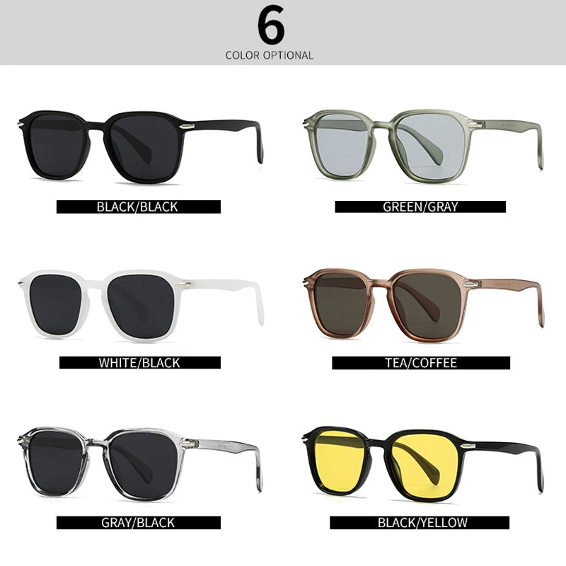 JNPCXI New Square Men Sunglasses Fashion Shades UV400 Retro Rivets Women Luxury Black Yellow Sun Glasses