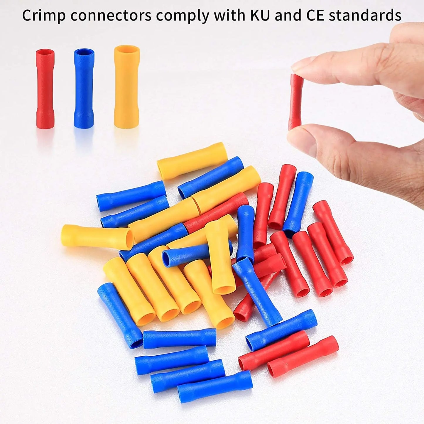 150 Pcs Electrical Butt Connectors Kit, Butt Splice Crimp Wire Connectors, Assorted Insulated Electrical Straight Wire Terminals