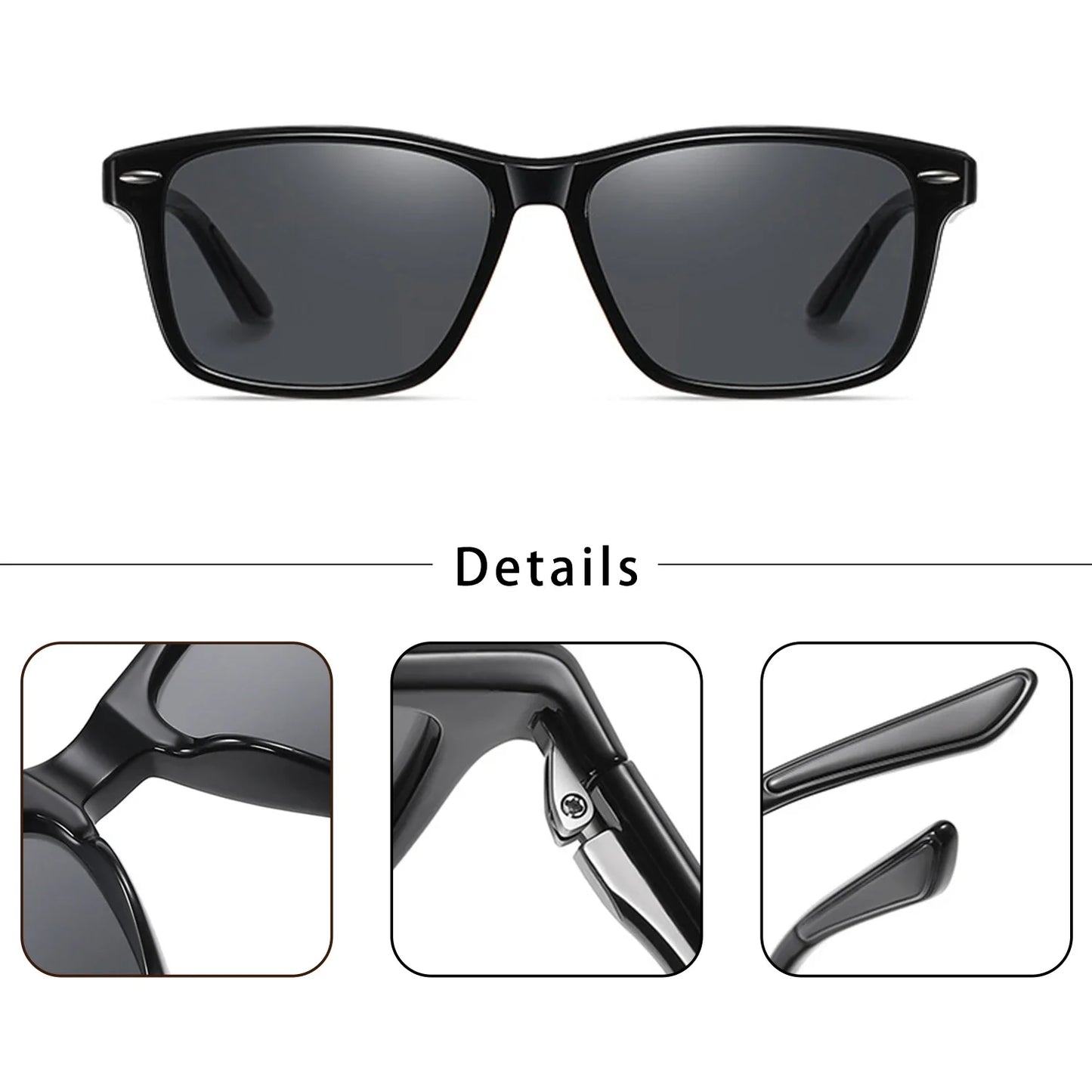 CATERSIDE TR90 Polarized Sunglasses Men Square Ultralight Fashion Sun Glasses Women's Brand Driving Party Sports Glasses Gift