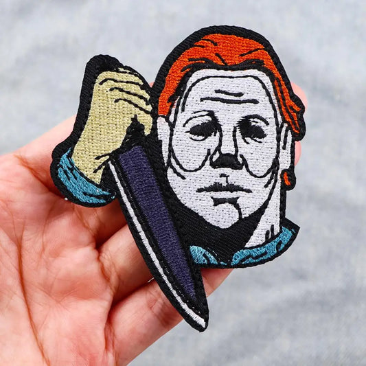 Halloween Patch Horror Movie Embroidered Patches For Clothing Punk Stripes Iron On Patches On Clothes DIY Badges On Backpack