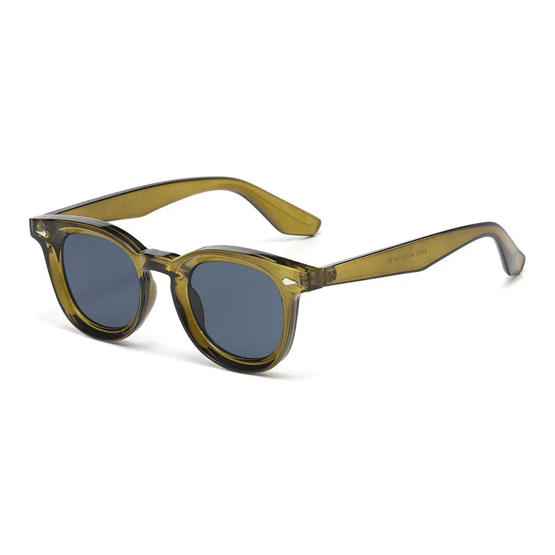 JNPCXI New Fashion Oval Sunglasses Women Quality Retro Rivets Blue Black Shades UV400 Men Trending Sun Glasses