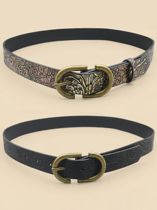Vintage Denim Style Belt, Fashionable Casual Belt, Vintage Printed Leather Belt, Daily Commuting Decoration