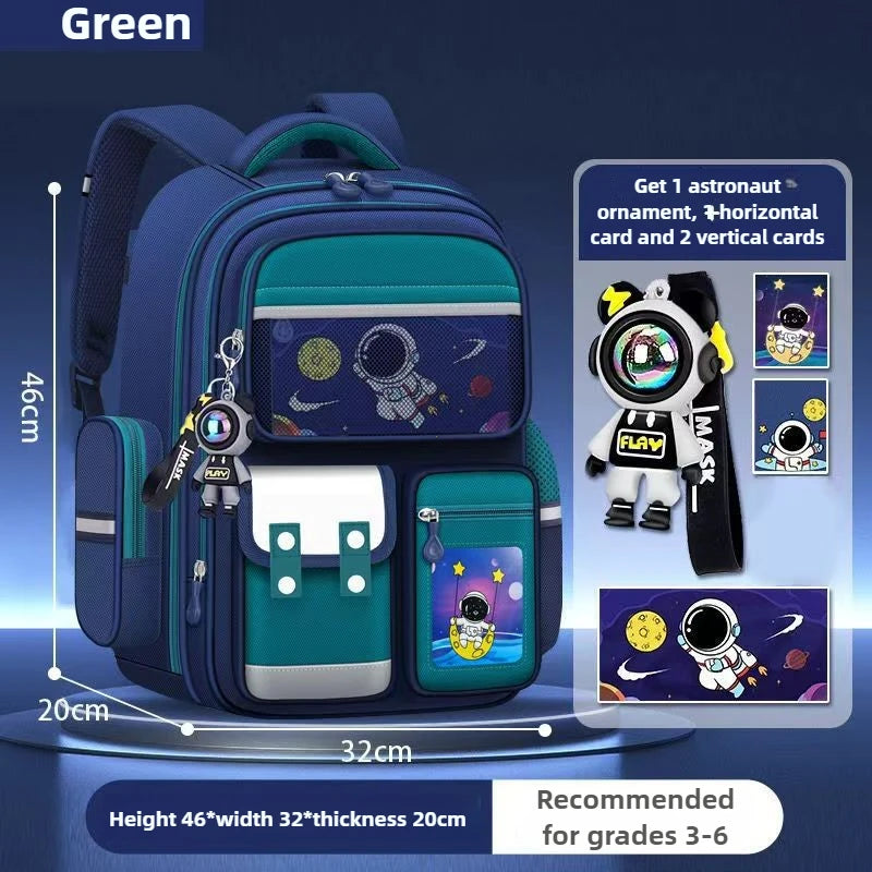 Astronaut Cartoon Backpack Grades 3-6 Large Capacity Schoolbag Outdoor Waterproof School Bag Starryscky Student Backpack Mohilas