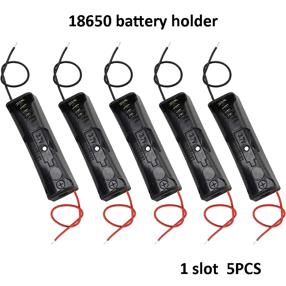 18650 Battery Case Holder with Wire Bundle,10PCS DIY Battery Storage Boxes, 18650 1 Bay Cell Battery Holder, 1 Slots 10pcs