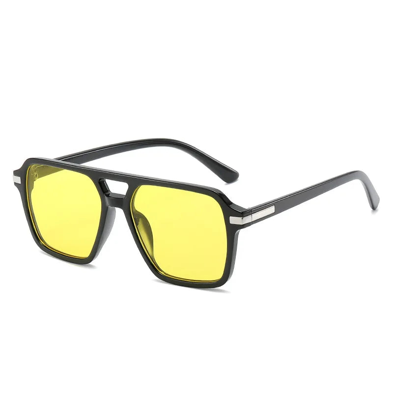 JNPCXI Vintage Double Bridges Square Sunglasses Men Gradient Lens Eyewear Shades Women Trending Sun Glasses UV400