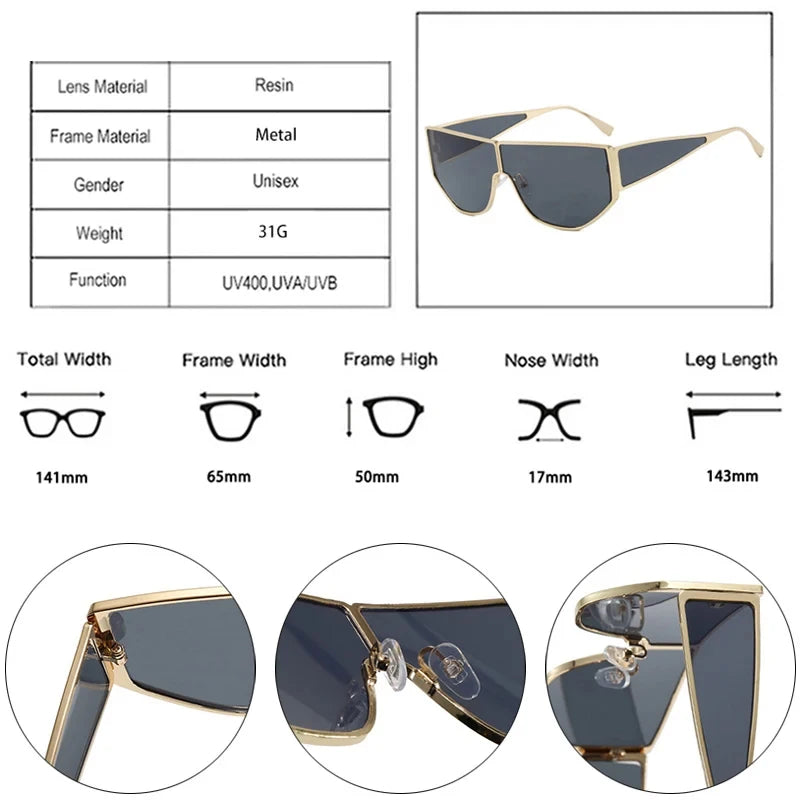 JNPCXI New Polygon Shield Sunglasses Women Luxury Brand Design UV400 Sunglass for Lady Steampunk Retro Shades