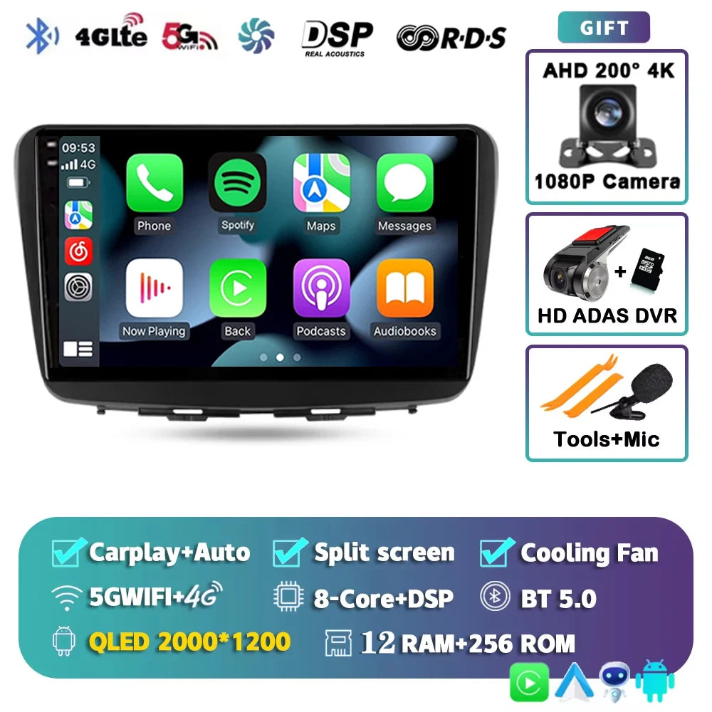For Suzuki Baleno 2 2015 - 2022 2K 12+256 QLED Android 15 CarPlay Car Radio Multimedia Video Player GPS stereo Head Unit 4G WIFI