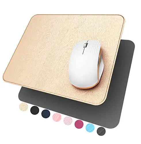 Hard Mouse Pad, Ultra Thin Wood-Textured PU Leather Mouse Mat, Non-Slip Rubber Base Mousepad for Office/Home/Gaming