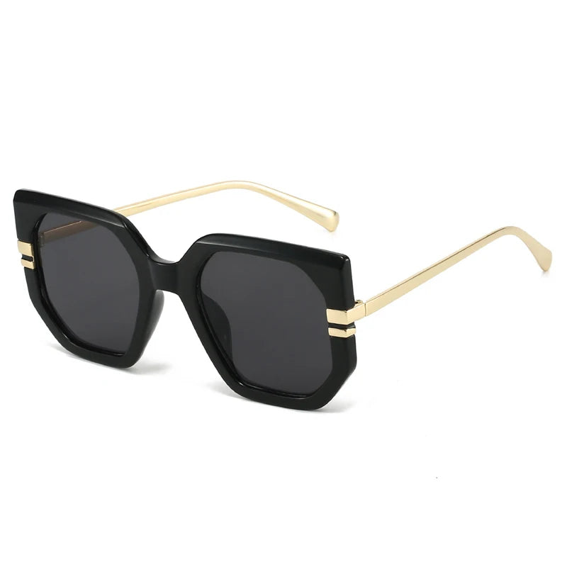 JNPCXI New Polygon Square Sunglasses Women Shades UV400 Retro Clear Ocean Gradient Lens Men Trending Leopard Sun Glasses