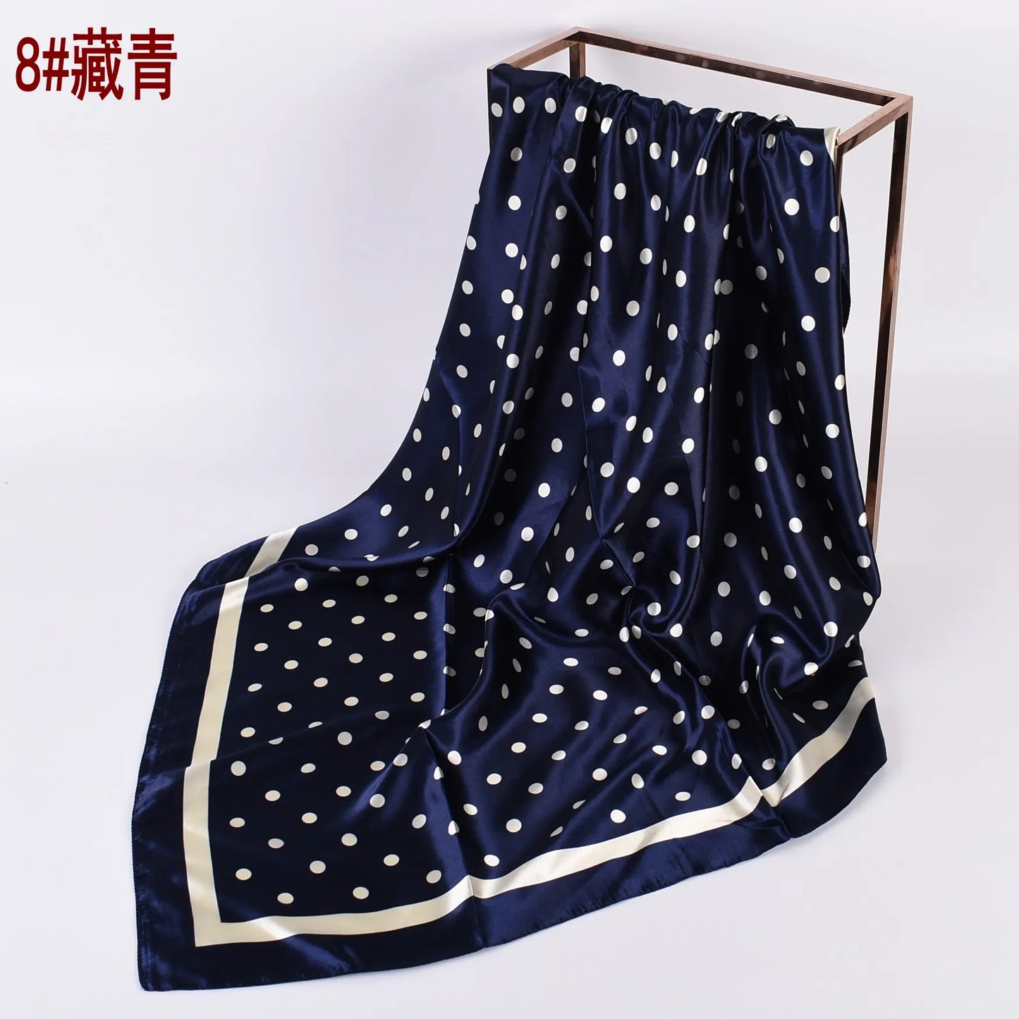 Summer new fashionable temperament wavelet dot 90CM large square scarf printed with fashionable square silk