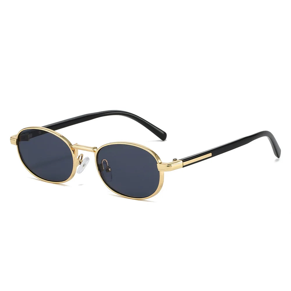 JNPCXI Retro Small Oval Metal Sunglasses Women Shades UV400 Fashion Silver Gradient Men Punk Sun Glasses